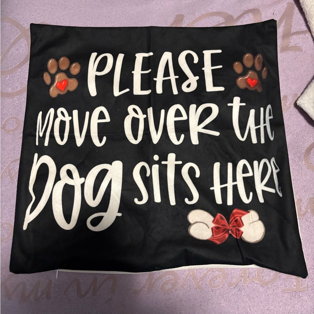 Black and White Dog-Themed Accent Pillow